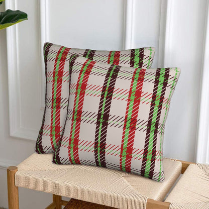 HOSTECCO Red and Green Throw Pillow Covers 18x18 inch Set of 2 Christmas Plaid Pillow Cases Xmas Winter Decorative Cushion Covers for Sofa Couch