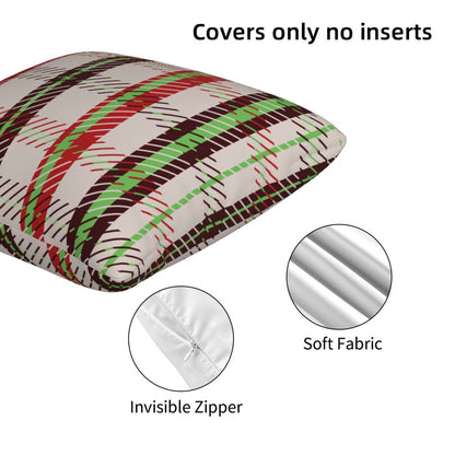 HOSTECCO Red and Green Throw Pillow Covers 18x18 inch Set of 2 Christmas Plaid Pillow Cases Xmas Winter Decorative Cushion Covers for Sofa Couch