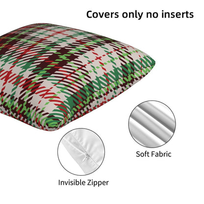 HOSTECCO Red and Green Throw Pillow Covers 18x18 inch Set of 2 Christmas Plaid Pillow Cases Xmas Winter Decorative Cushion Covers for Sofa Couch