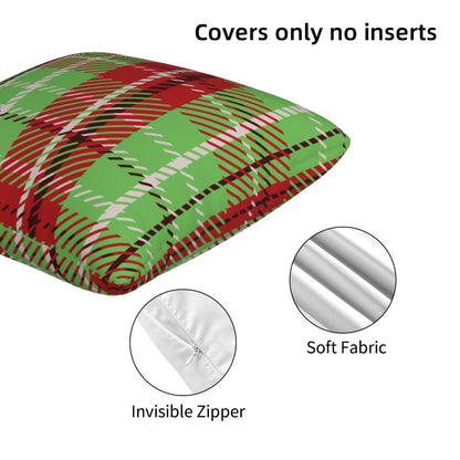HOSTECCO Red and Green Throw Pillow Covers 18x18 inch Set of 2 Christmas Plaid Pillow Cases Xmas Winter Decorative Cushion Covers for Sofa Couch