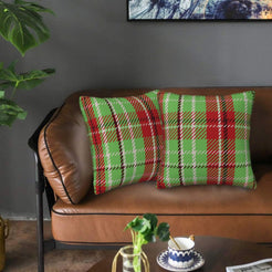 Plaid throw pillow covers 18x18 Set of 2 for sofa couch and living room decor