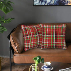 Plaid throw pillow covers 18x18 Set of 2 for sofa couch and living room decor