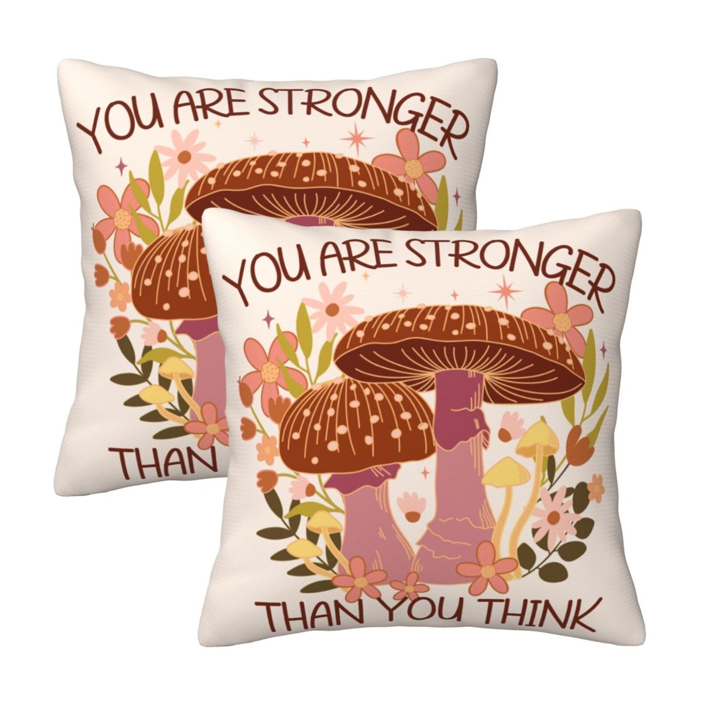 HOSTECCO Motivational Throw Pillow Covers 18x18 inch Set of 2 Inspirational Strong Woman Pillow Cases Positive Gifts for Women Girls Sisters Friends