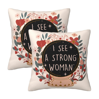 HOSTECCO Motivational Throw Pillow Covers 18x18 inch Set of 2 Inspirational Strong Woman Pillow Cases Positive Gifts for Women Girls Sisters Friends