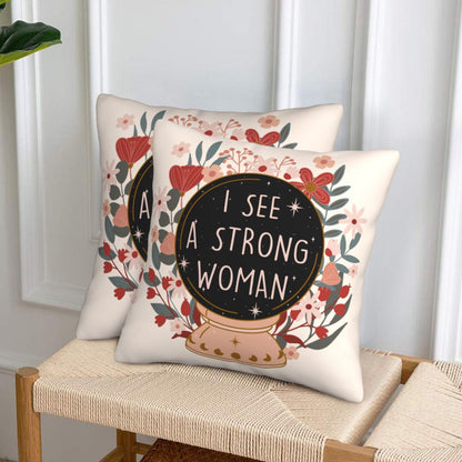 HOSTECCO Motivational Throw Pillow Covers 18x18 inch Set of 2 Inspirational Strong Woman Pillow Cases Positive Gifts for Women Girls Sisters Friends