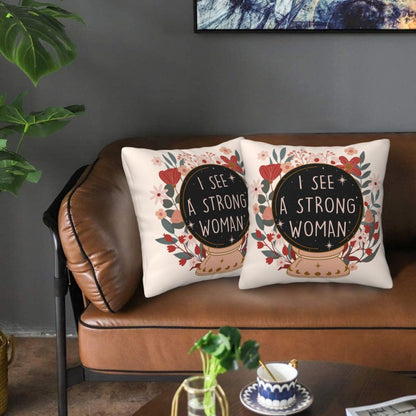 HOSTECCO Motivational Throw Pillow Covers 18x18 inch Set of 2 Inspirational Strong Woman Pillow Cases Positive Gifts for Women Girls Sisters Friends