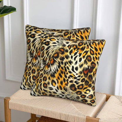 HOSTECCO Leopard Print Throw Pillow Covers 18x18 inch Set of 2 Cheetah Pillow Cases Animal Style Decorative Cushion Covers for Sofa Bed