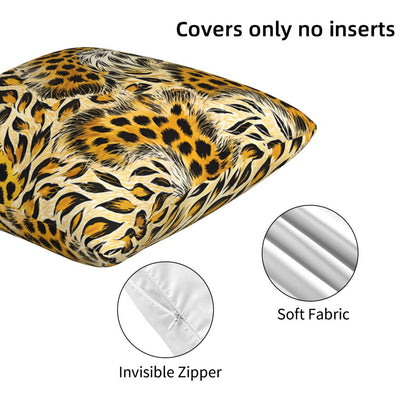 HOSTECCO Leopard Print Throw Pillow Covers 18x18 inch Set of 2 Cheetah Pillow Cases Animal Style Decorative Cushion Covers for Sofa Bed