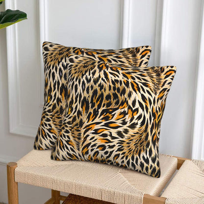HOSTECCO Leopard Print Throw Pillow Covers 18x18 inch Set of 2 Cheetah Pillow Cases Animal Style Decorative Cushion Covers for Sofa Bed