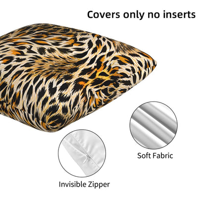 HOSTECCO Leopard Print Throw Pillow Covers 18x18 inch Set of 2 Cheetah Pillow Cases Animal Style Decorative Cushion Covers for Sofa Bed