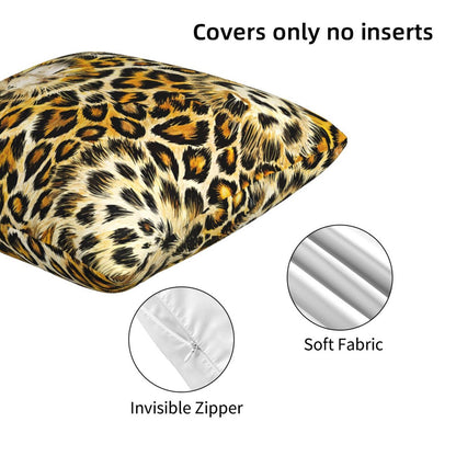 HOSTECCO Leopard Print Throw Pillow Covers 18x18 inch Set of 2 Cheetah Pillow Cases Animal Style Decorative Cushion Covers for Sofa Bed
