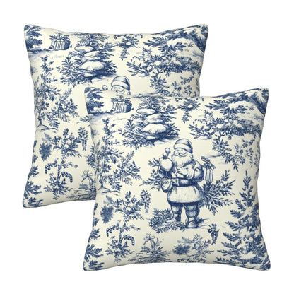 Christmas Toile Throw Pillow Covers 18x18 inch Set of 2 Xmas Santa Claus Decorative Cushion Covers