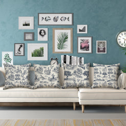 Toile throw pillow covers 18x18 Set of 4 for sofa couch and living room decor