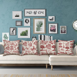 Toile throw pillow covers 18x18 Set of 4 for sofa couch and living room decor