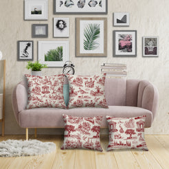 Toile throw pillow covers 18x18 Set of 4 for sofa couch and living room decor