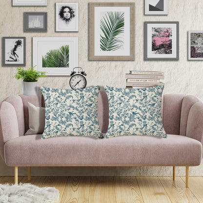 HOSTECCO Black Toile Floral Throw Pillow Covers 18x18 inch Set of 2 Hummingbird Botanical Pillow Cases Wildflower Farmhouse Decorative Cushion Covers for Sofa Couch
