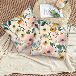 Floral throw pillow covers 18x18 Set of 2 for sofa couch and living room decor