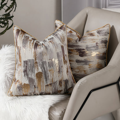 Jacquard Textured Throw Pillow Covers 18x18 inch Set of 2 Abstract Decorative Cushion Covers