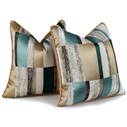 Geometric Jacquard Throw Pillow Covers 18x18 inch Set of 2 Luxury Decorative Cushion Covers