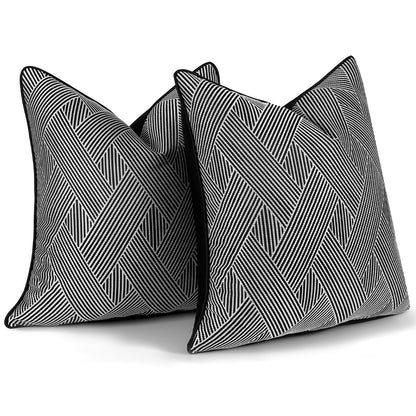 Geometric Jacquard Throw Pillow Covers 18x18 inch Set of 2 Luxury Decorative Cushion Covers