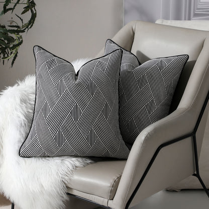 Geometric Jacquard Throw Pillow Covers 18x18 inch Set of 2 Luxury Decorative Cushion Covers