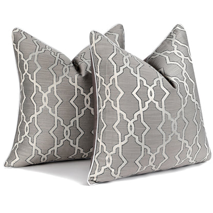 Geometric Jacquard Throw Pillow Covers 18x18 inch Set of 2 Luxury Decorative Cushion Covers