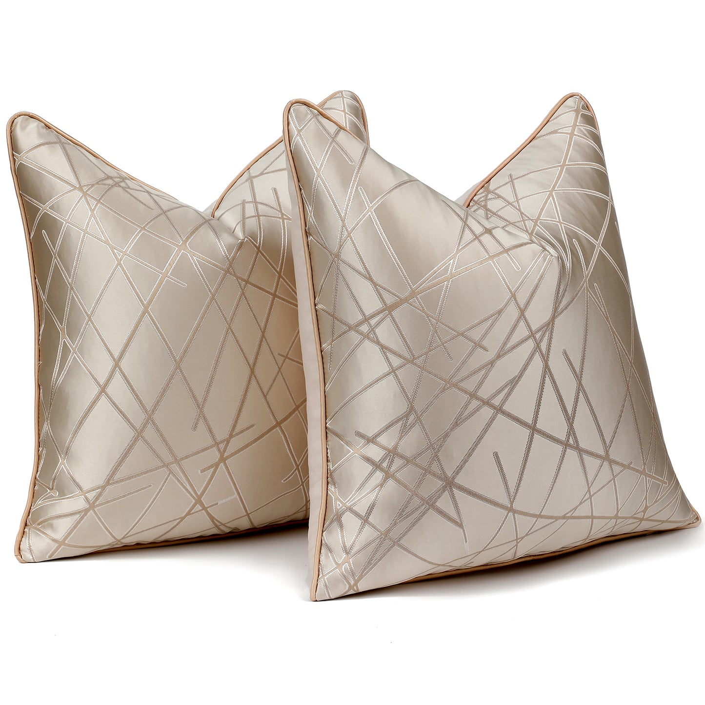 Geometric Jacquard Throw Pillow Covers 18x18 inch Set of 2 Luxury Decorative Cushion Covers