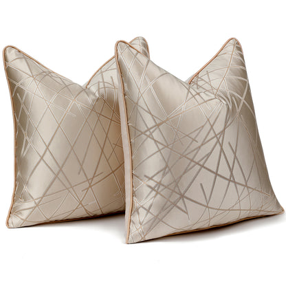 Geometric Jacquard Throw Pillow Covers 18x18 inch Set of 2 Luxury Decorative Cushion Covers