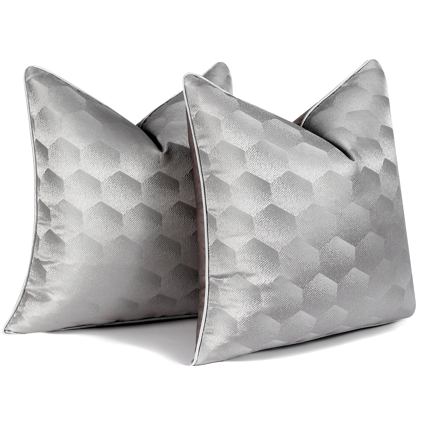 Geometric Jacquard Throw Pillow Covers 18x18 inch Set of 2 Luxury Decorative Cushion Covers