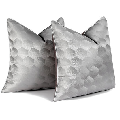 Geometric Jacquard Throw Pillow Covers 18x18 inch Set of 2 Luxury Decorative Cushion Covers
