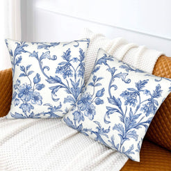Floral throw pillow covers 18x18 Set of 2 for sofa couch and living room decor