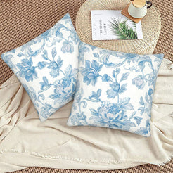 Floral throw pillow covers 18x18 Set of 2 for sofa couch and living room decor