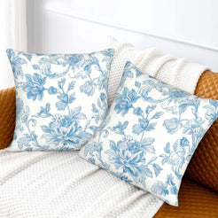 Floral throw pillow covers 18x18 Set of 2 for sofa couch and living room decor