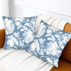 Floral throw pillow covers 18x18 Set of 2 for sofa couch and living room decor