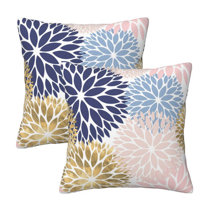 Dahlia Throw Pillow Covers 18x18 inch Set of 2 Velvet Floral Cushion Covers for Sofa Couch