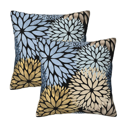 Dahlia Throw Pillow Covers 18x18 inch Set of 2 Velvet Floral Cushion Covers for Sofa Couch
