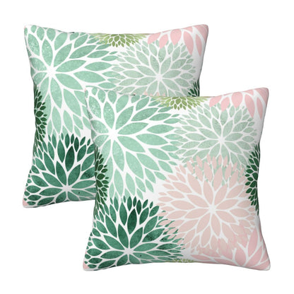 Dahlia Throw Pillow Covers 18x18 inch Set of 2 Velvet Floral Cushion Covers for Sofa Couch