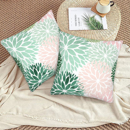 Dahlia Throw Pillow Covers 18x18 inch Set of 2 Velvet Floral Cushion Covers for Sofa Couch