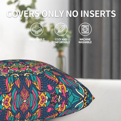 Mandala Throw Pillow Covers 18x18 inch Set of 2 Boho Ethnic Cushion Covers for Sofa Couch