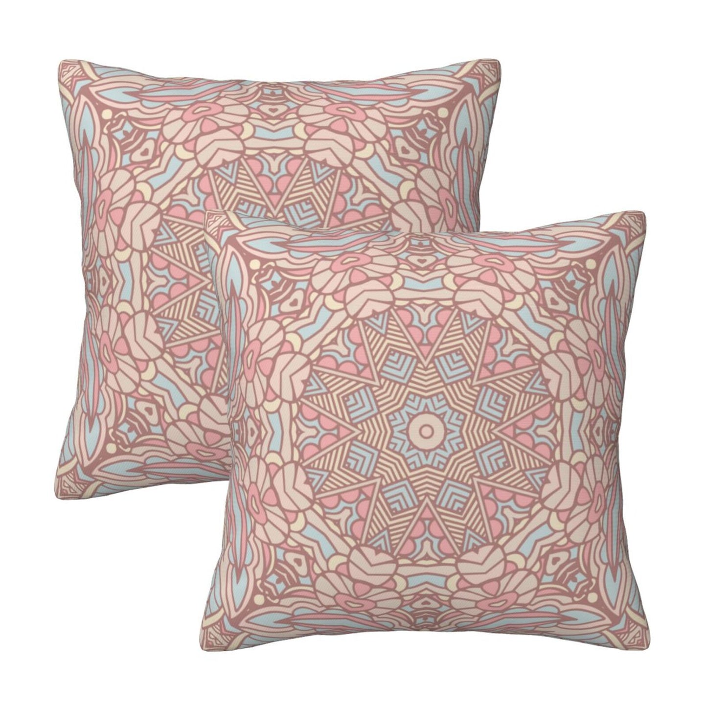 Mandala Throw Pillow Covers 18x18 inch Set of 2 Boho Ethnic Cushion Covers for Sofa Couch