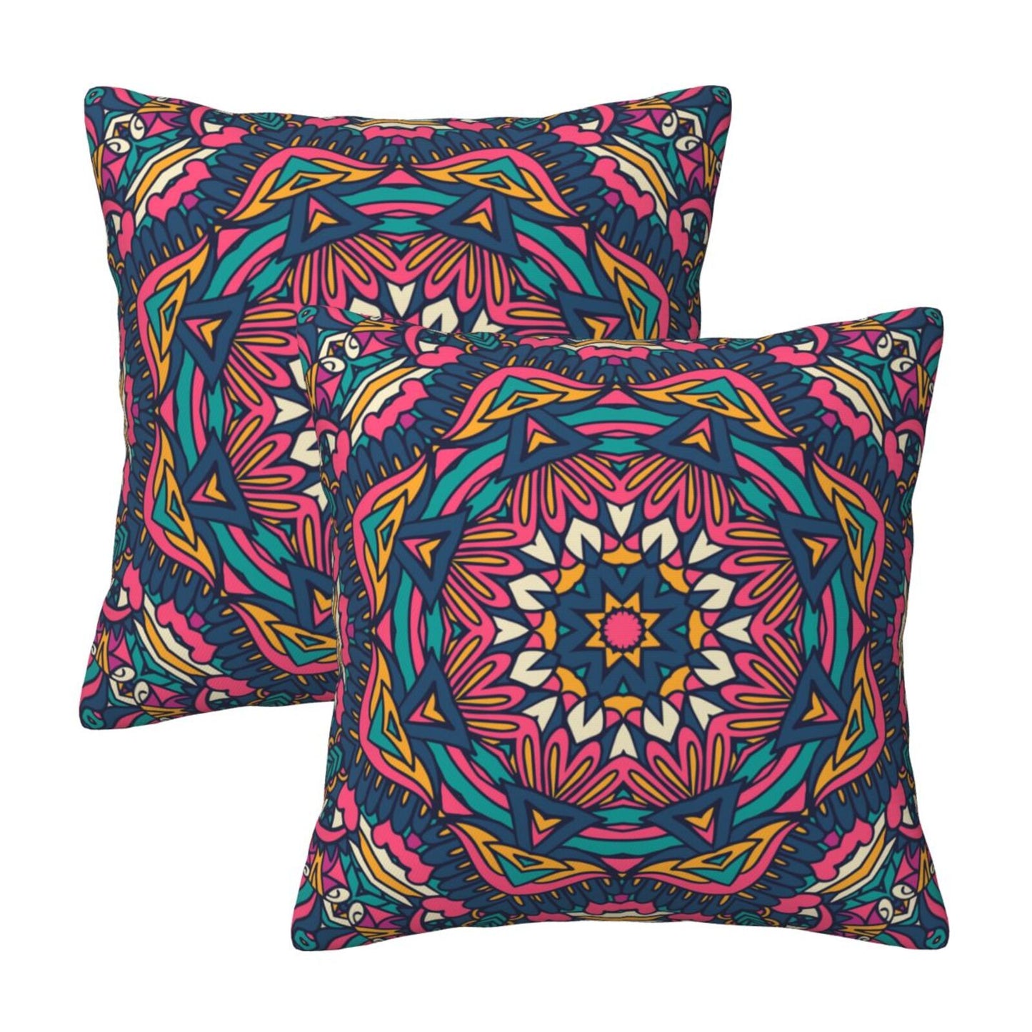 Mandala Throw Pillow Covers 18x18 inch Set of 2 Boho Ethnic Cushion Covers for Sofa Couch