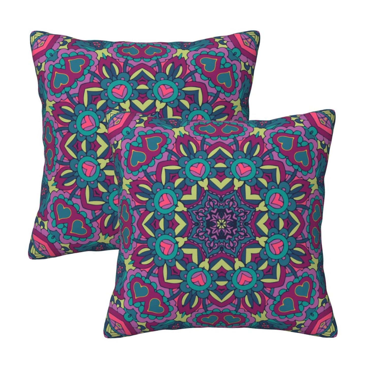 Mandala Throw Pillow Covers 18x18 inch Set of 2 Boho Ethnic Cushion Covers for Sofa Couch