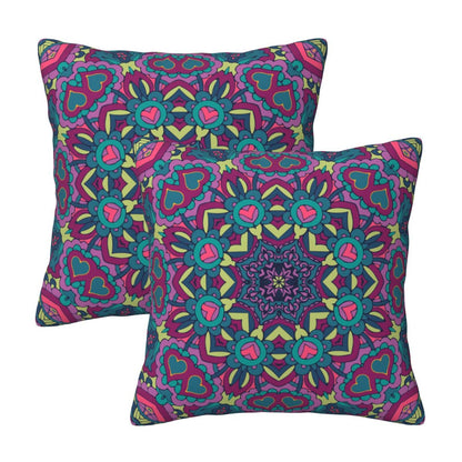 Mandala Throw Pillow Covers 18x18 inch Set of 2 Boho Ethnic Cushion Covers for Sofa Couch