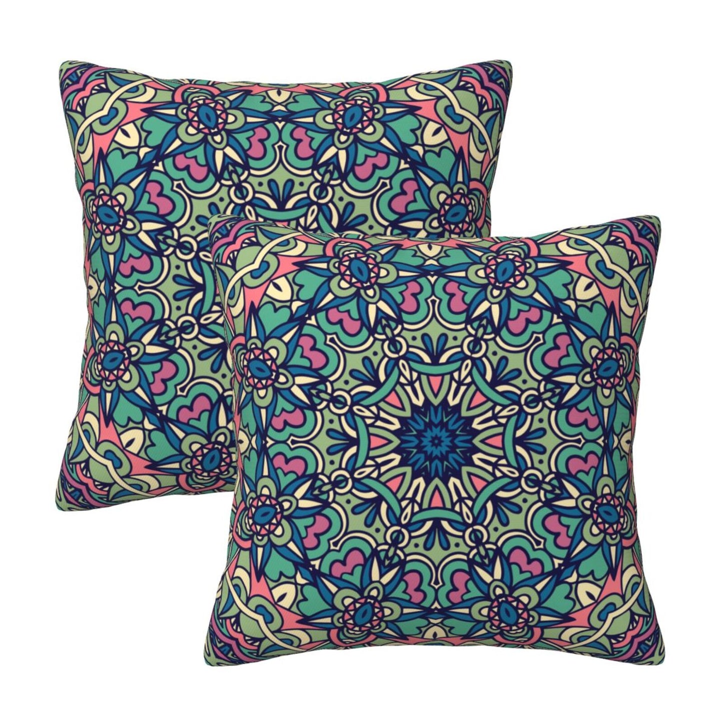 Mandala Throw Pillow Covers 18x18 inch Set of 2 Boho Ethnic Cushion Covers for Sofa Couch