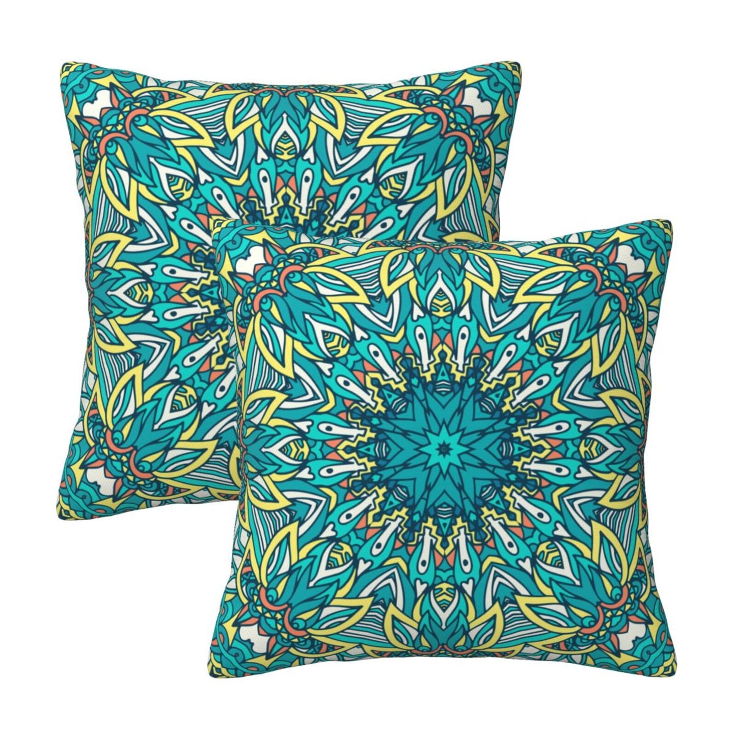 Mandala Throw Pillow Covers 18x18 inch Set of 2 Boho Ethnic Cushion Covers for Sofa Couch