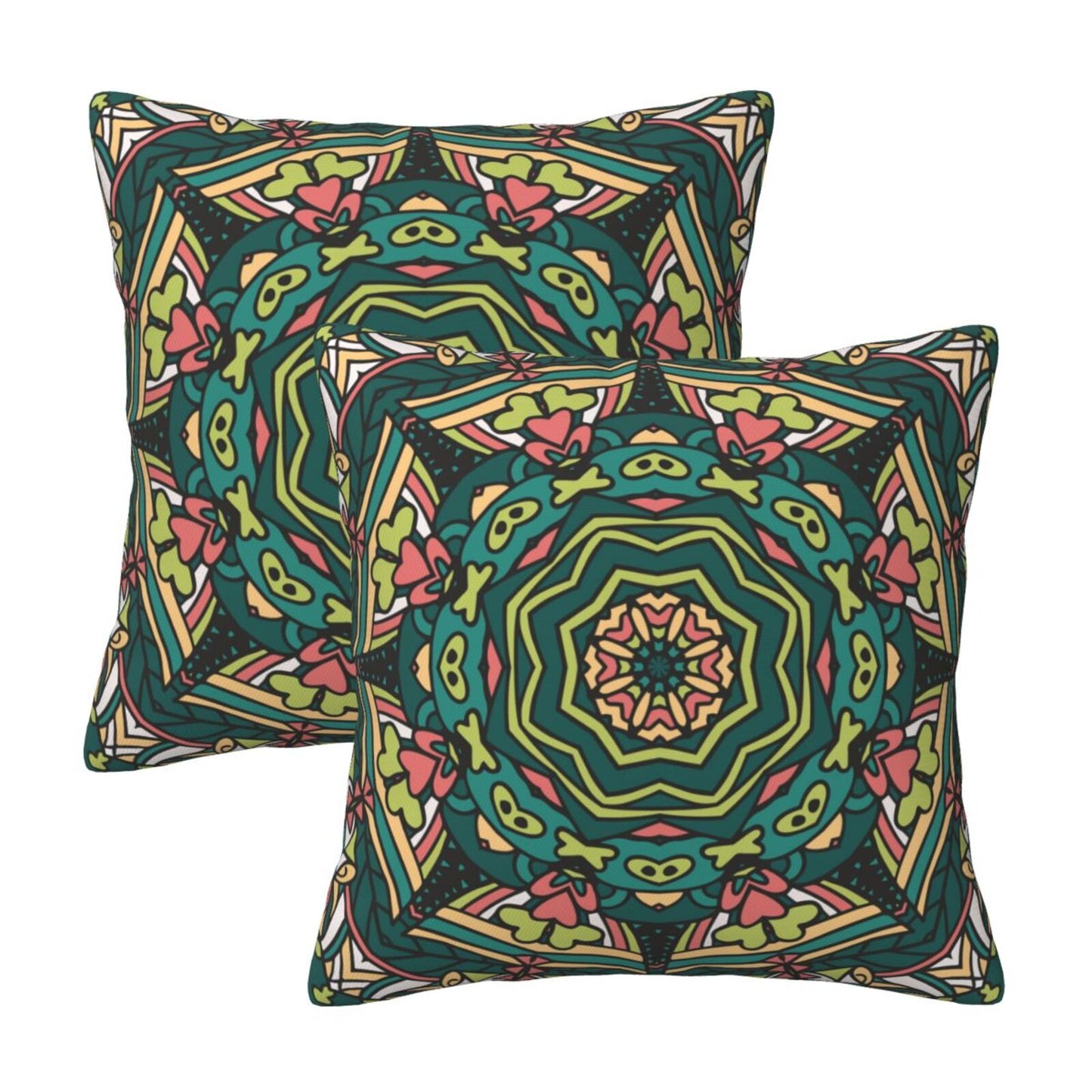Mandala Throw Pillow Covers 18x18 inch Set of 2 Boho Ethnic Cushion Covers for Sofa Couch