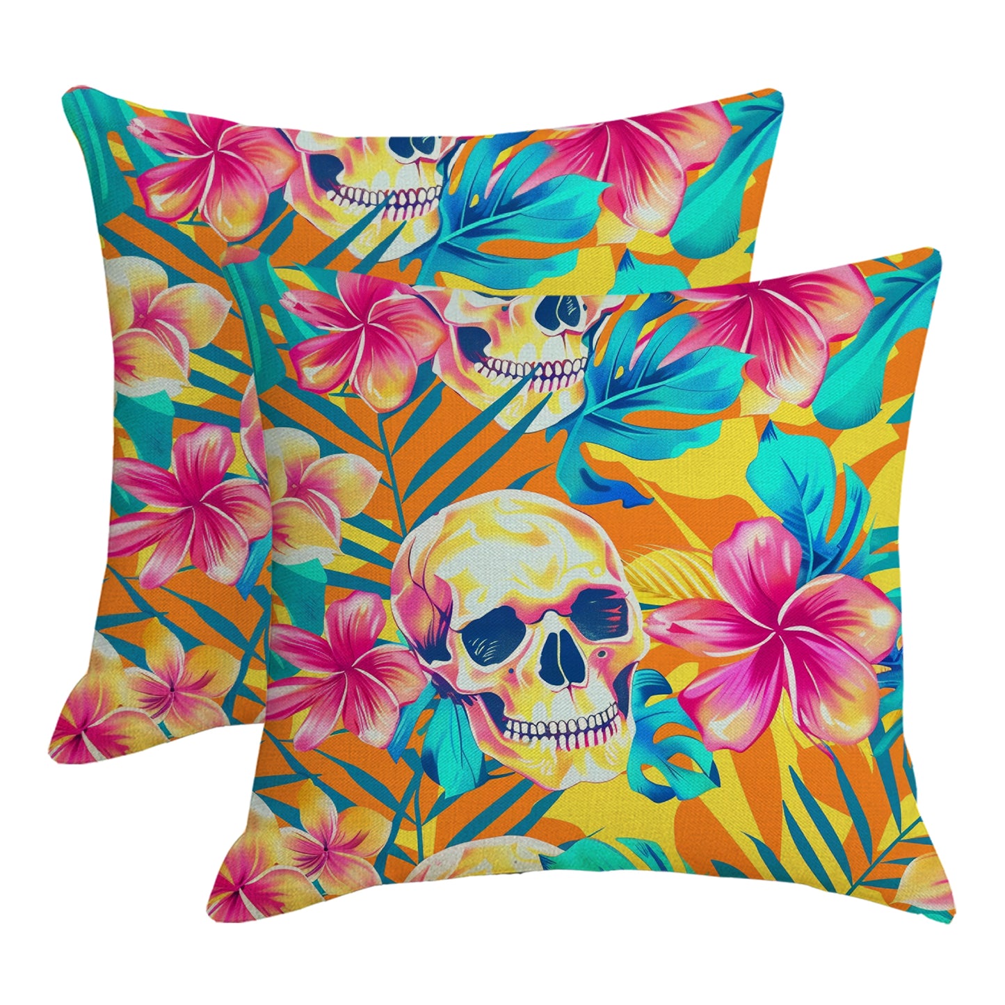 Outdoor Waterproof Throw Pillow Covers 18x18 inch Set of 2 Tropical Leaf Cushion Covers for Patio Garden Lawn