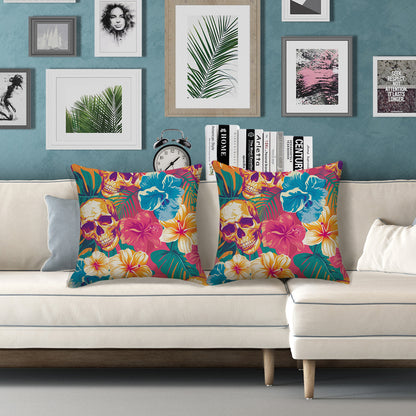 Outdoor Waterproof Throw Pillow Covers 18x18 inch Set of 2 Tropical Leaf Cushion Covers for Patio Garden Lawn