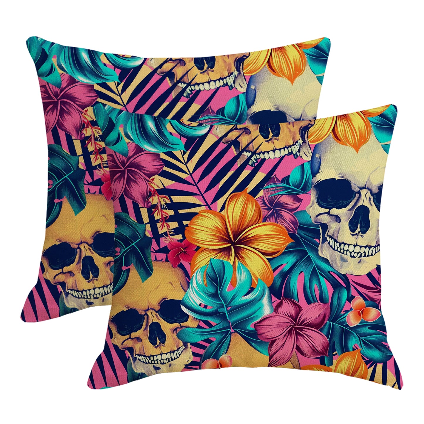 Outdoor Waterproof Throw Pillow Covers 18x18 inch Set of 2 Tropical Leaf Cushion Covers for Patio Garden Lawn