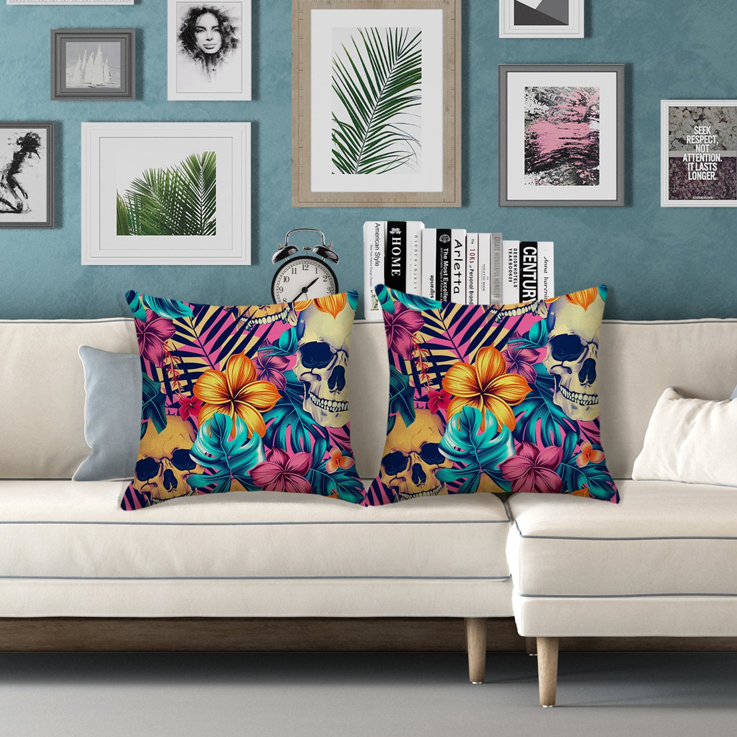 Outdoor Waterproof Throw Pillow Covers 18x18 inch Set of 2 Tropical Leaf Cushion Covers for Patio Garden Lawn